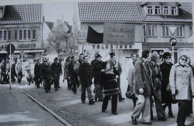 Demonstration der Kienzle-Belegscht am 11. März 1976 (Stadtarchiv Villingen-Schwenningen)