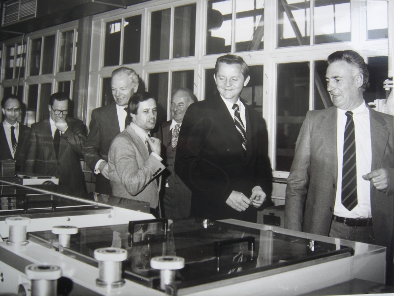 Besuch von Mr. Vanderslice (GTE) im Hause Saba am 4. Februar 1980 (Bild: W. Richter)