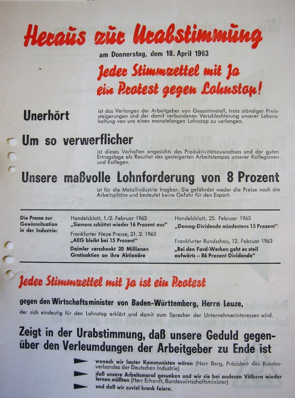 Flugblatt zur Urabstimmung, 1. Seite