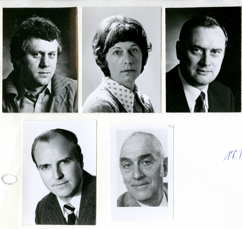 Arbeitnehmervertreter im Aufsichtsrat bei Kienzle Apparate 1978 (v.l.n.r.) oben Gunter Meder, Paula Fuchs, Norbert Tonhausen. Unten: Klaus Zwickel IGM, Werner Müller DAG.