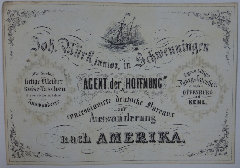 Anzeige für Johannes Bürks Commissionsbüro (Stadtarchiv Villingen-Schwenningen)